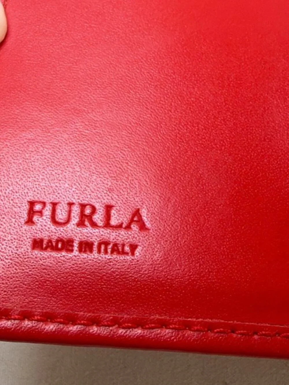 Vintage FURLA Red Leather Bi-fold Zip Around Wallet